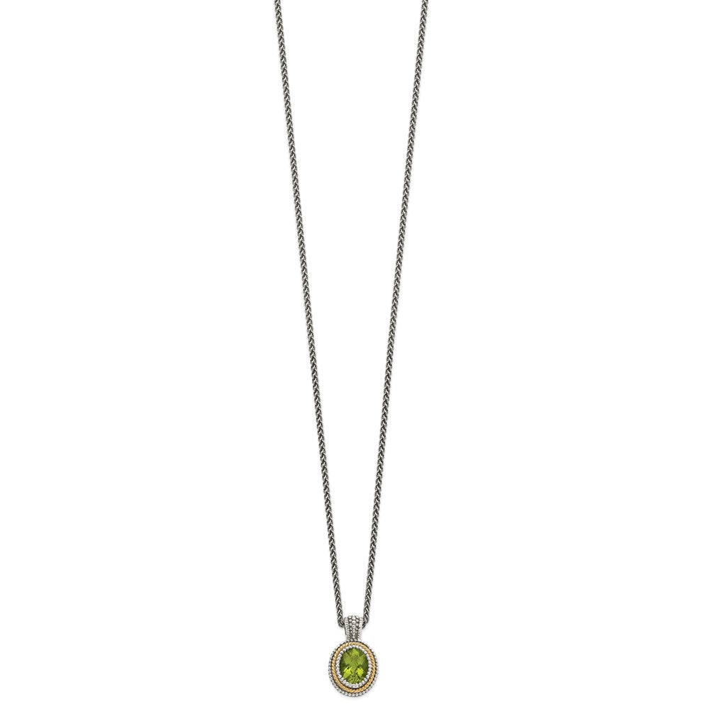 Sterling Silver Antiqued w/14k Peridot Necklace