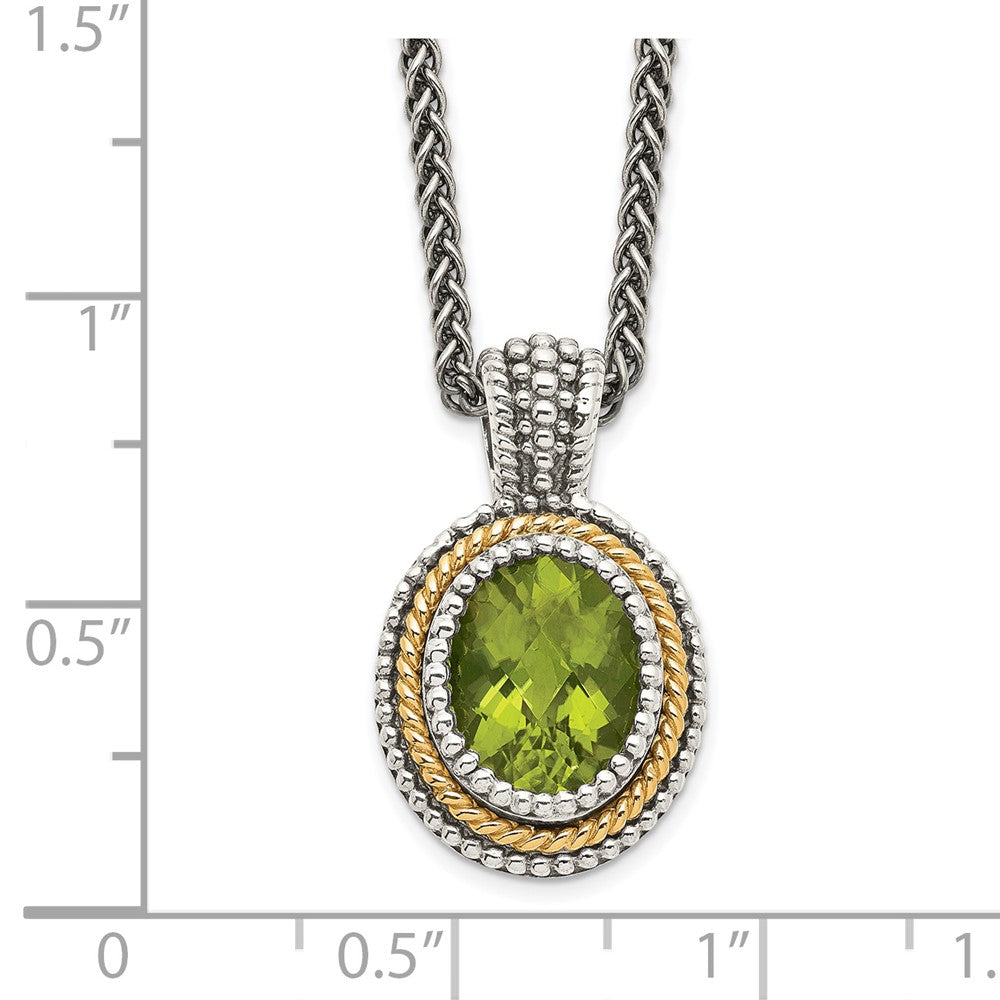 Sterling Silver Antiqued w/14k Peridot Necklace