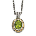 Sterling Silver Antiqued w/14k Peridot Necklace