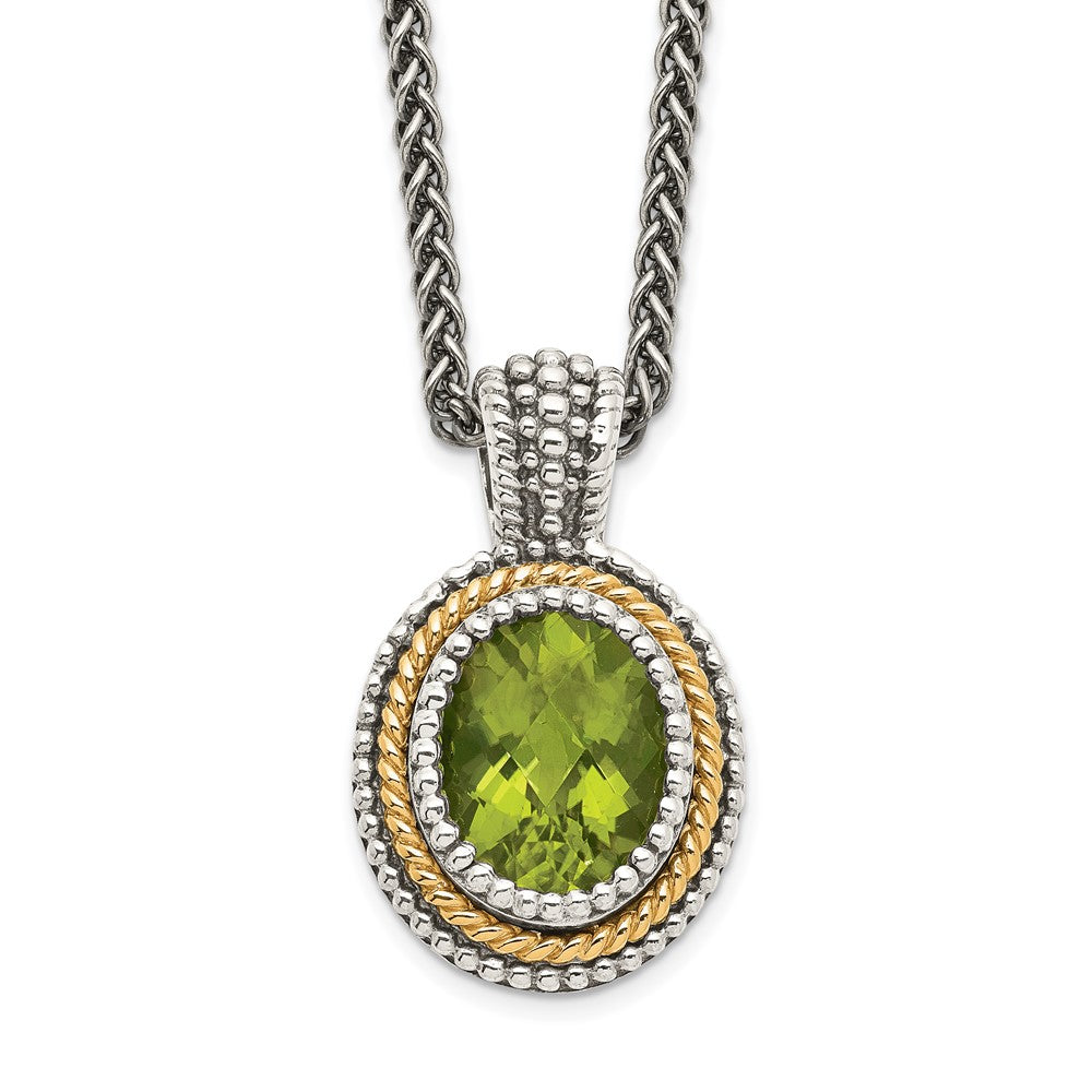 Sterling Silver Antiqued w/14k Peridot Necklace
