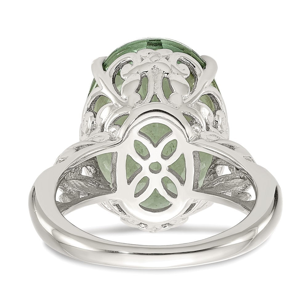 Sterling Silver Rhodium-plated w/14k Green Quartz Ring