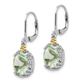 Sterling Silver Rhodium-plated w/14k Green Quartz Earrings