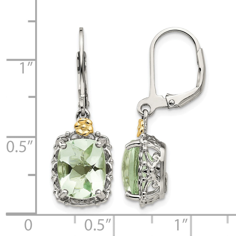 Sterling Silver Rhodium-plated w/14k Green Quartz Earrings