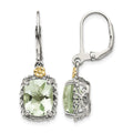 Sterling Silver Rhodium-plated w/14k Green Quartz Earrings