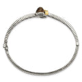Sterling Silver Antiqued w/14k Smoky Quartz & Diamond Bangle Bracelet