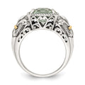 Sterling Silver Antiqued w/14k Green Quartz Ring