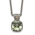 Sterling Silver Antiqued w/14k Green Quartz Necklace