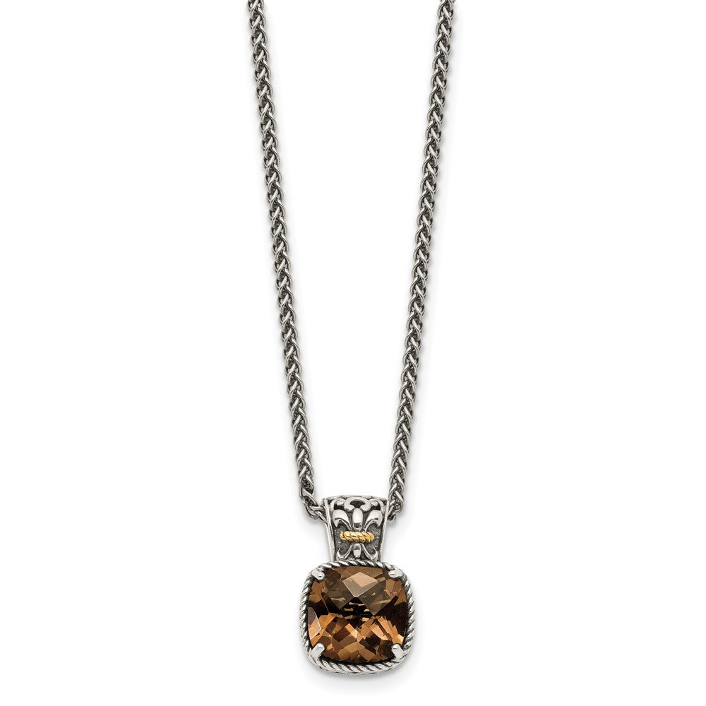 Sterling Silver Antiqued w/14k Smoky Quartz Necklace