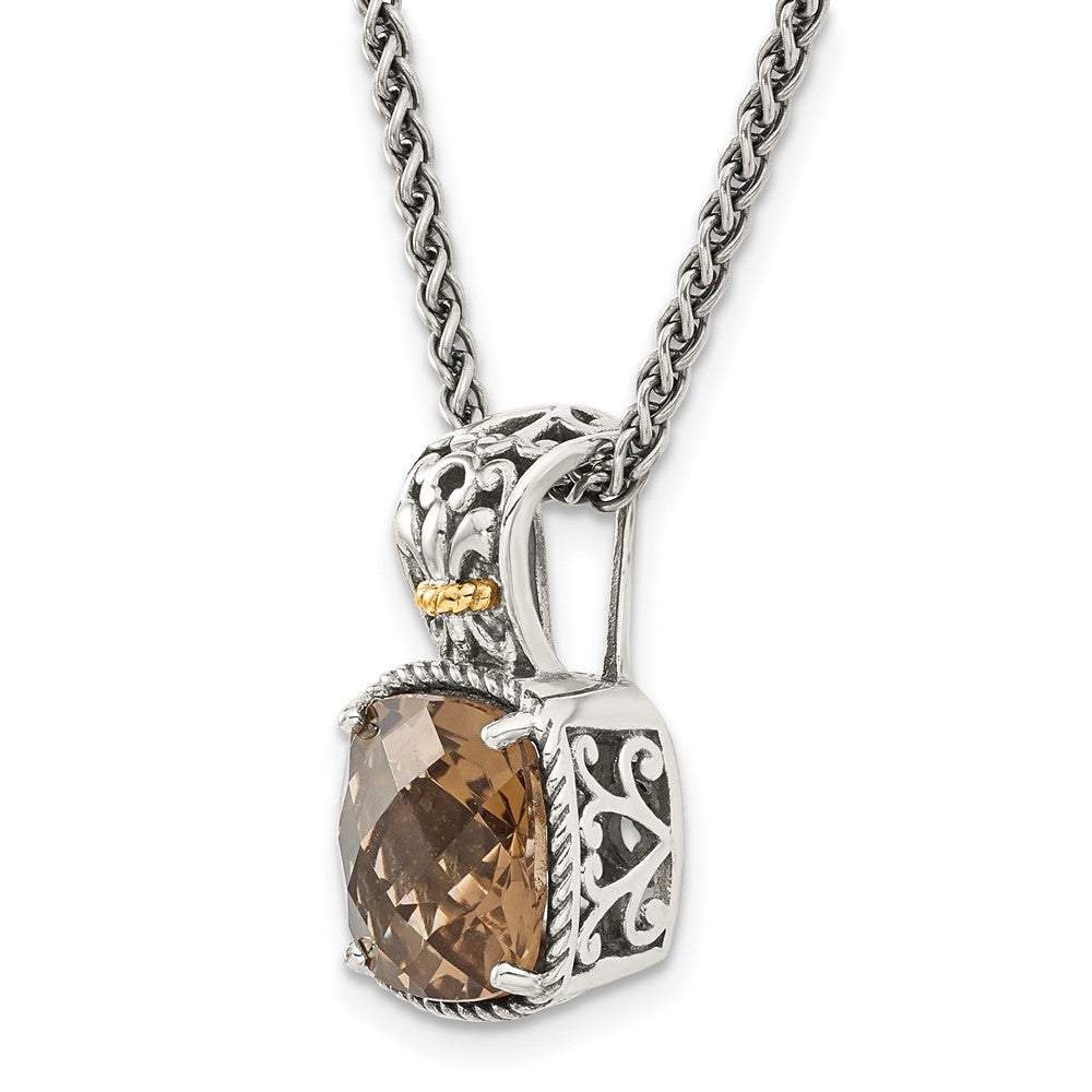 Sterling Silver Antiqued w/14k Smoky Quartz Necklace