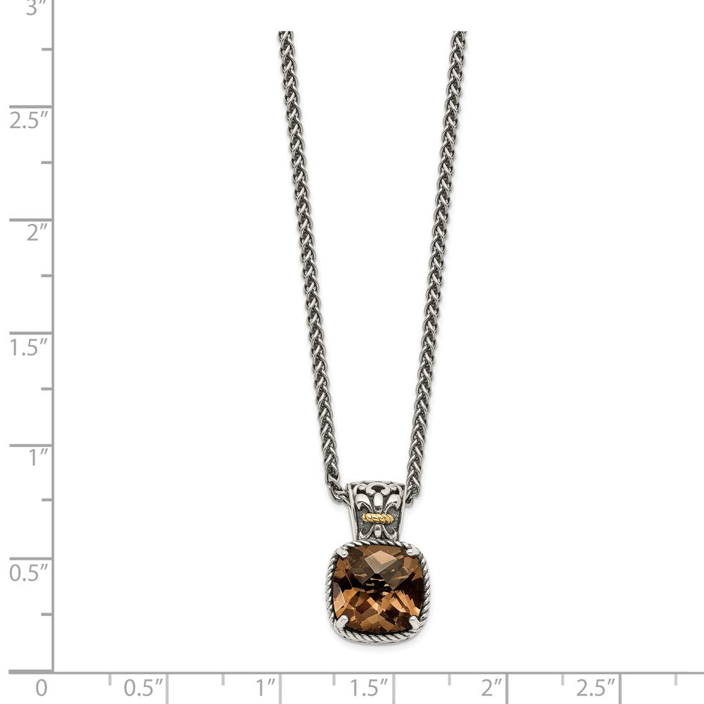 Sterling Silver Antiqued w/14k Smoky Quartz Necklace
