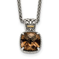 Sterling Silver Antiqued w/14k Smoky Quartz Necklace