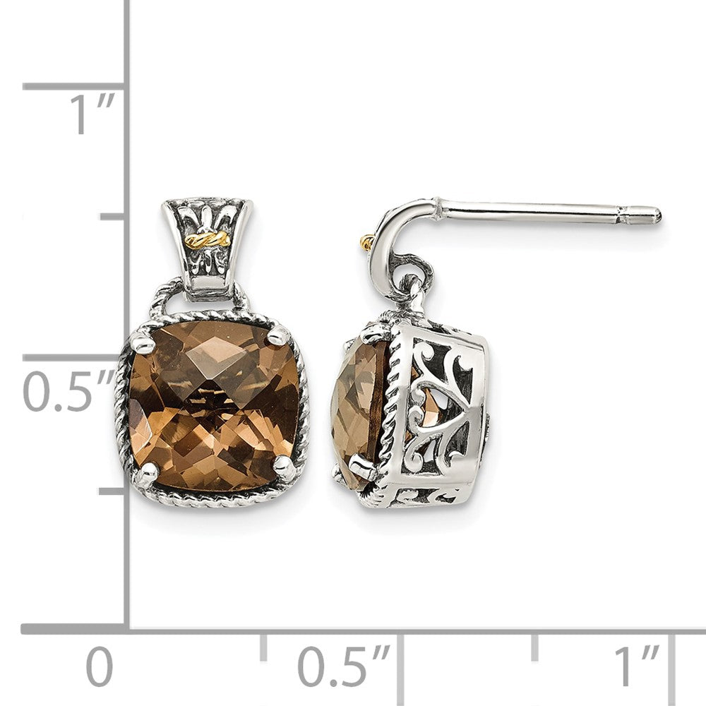 Sterling Silver Antiqued w/14k Smoky Quartz Earrings