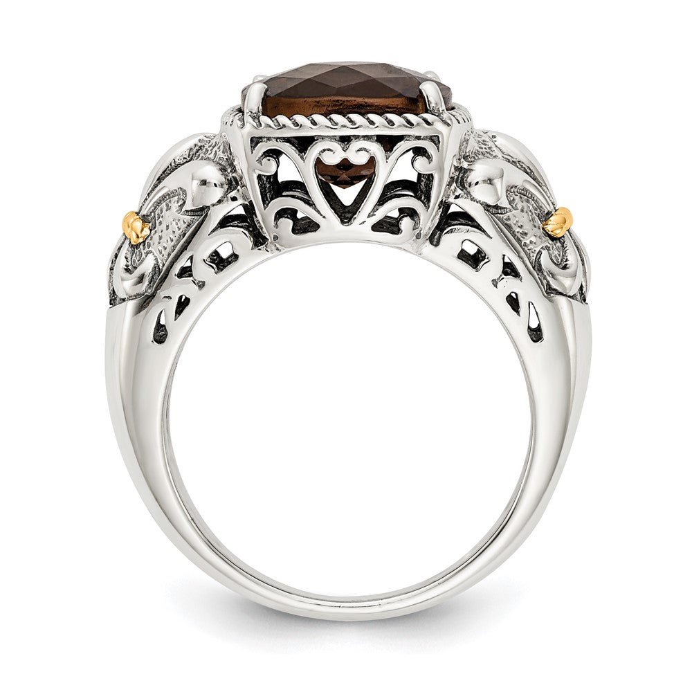 Sterling Silver Antiqued w/14k Smoky Quartz Ring