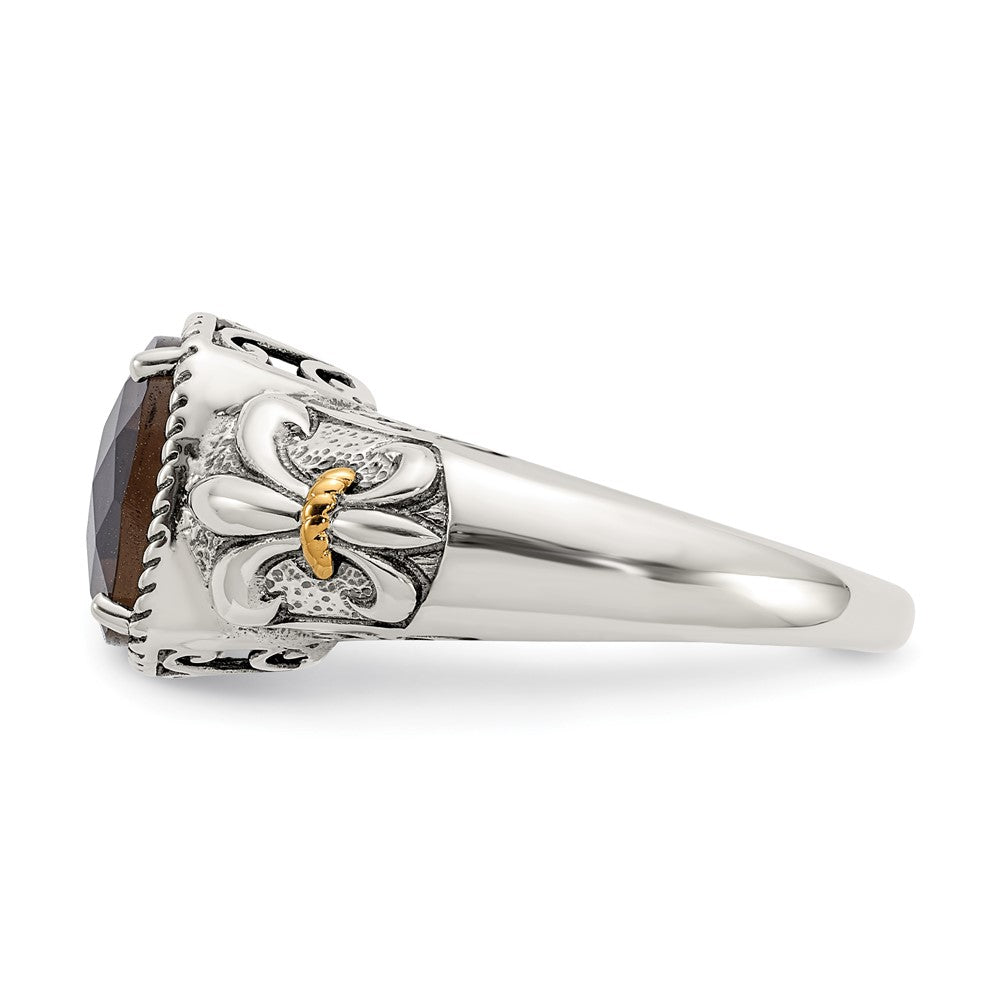 Sterling Silver Antiqued w/14k Smoky Quartz Ring