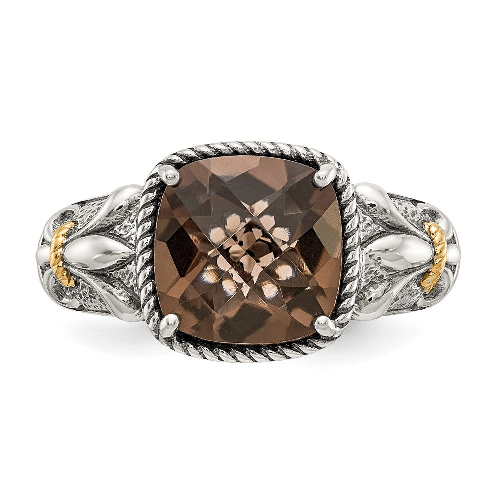 Sterling Silver Antiqued w/14k Smoky Quartz Ring