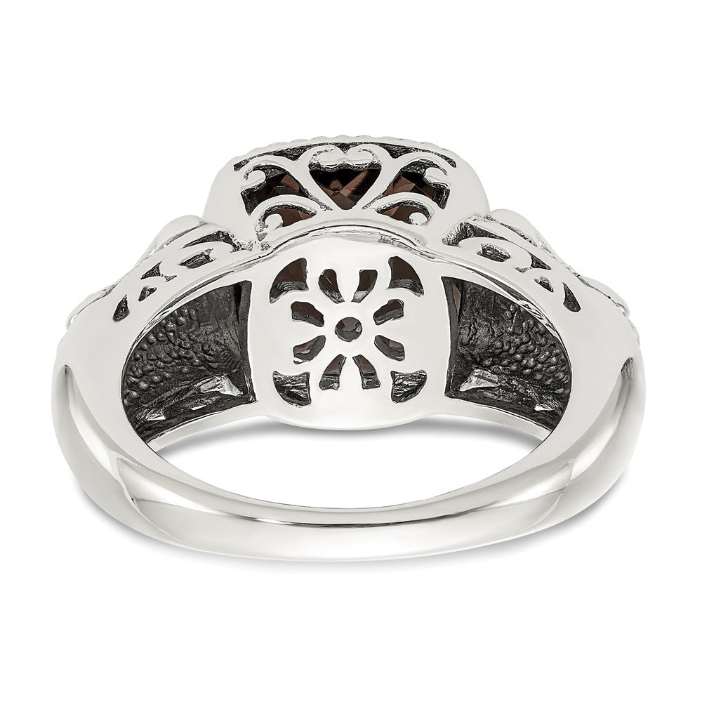 Sterling Silver Antiqued w/14k Smoky Quartz Ring
