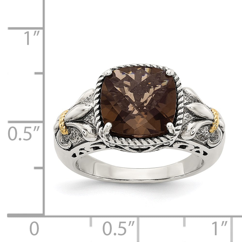 Sterling Silver Antiqued w/14k Smoky Quartz Ring