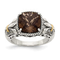 Sterling Silver Antiqued w/14k Smoky Quartz Ring