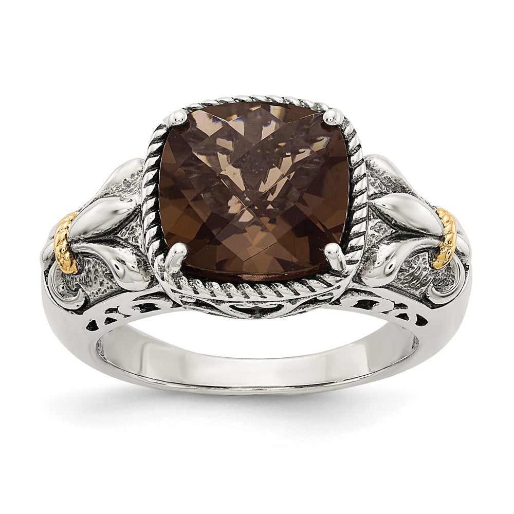 Sterling Silver Antiqued w/14k Smoky Quartz Ring