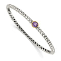Sterling Silver Antiqued w/14k Amethyst Bangle Bracelet