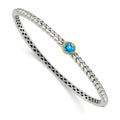 Sterling Silver Antiqued w/14k Blue Topaz Bangle Bracelet