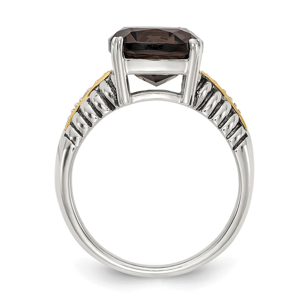 Sterling Silver Antiqued w/14k Smoky Quartz & Diamond Ring
