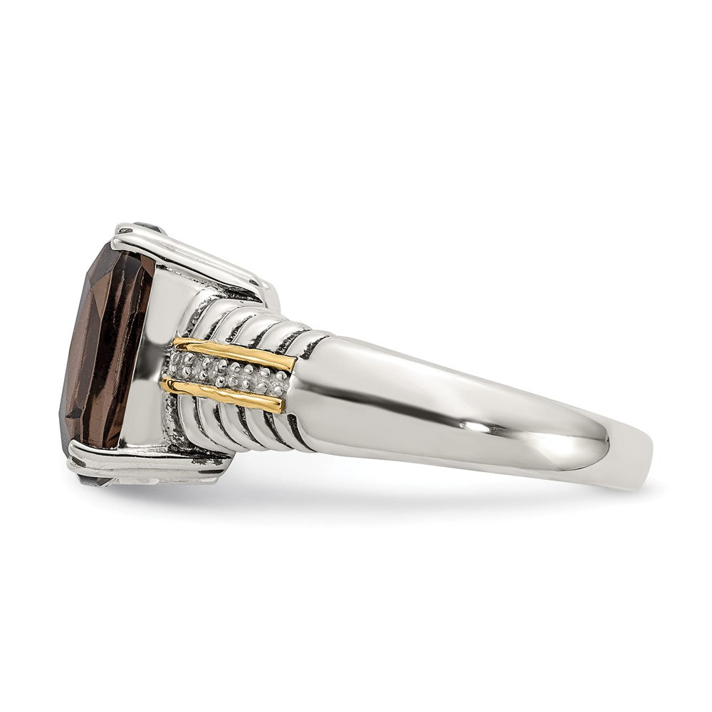 Sterling Silver Antiqued w/14k Smoky Quartz & Diamond Ring