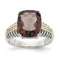 Sterling Silver Antiqued w/14k Smoky Quartz & Diamond Ring