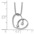 Sterling Silver RH Plated White Ice .02ct Diamond Heart Necklace