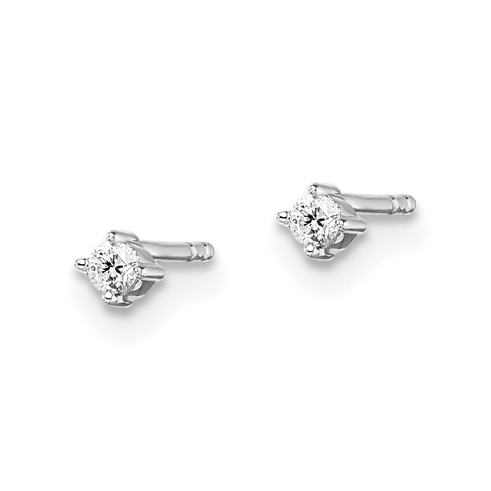 Sterling Silver RH Plated White Ice .06ct. Diamond Stud Earrings