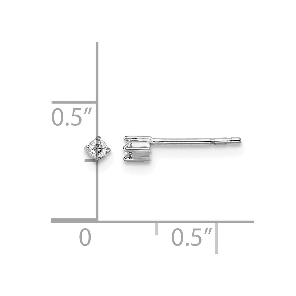 Sterling Silver RH Plated White Ice .06ct. Diamond Stud Earrings