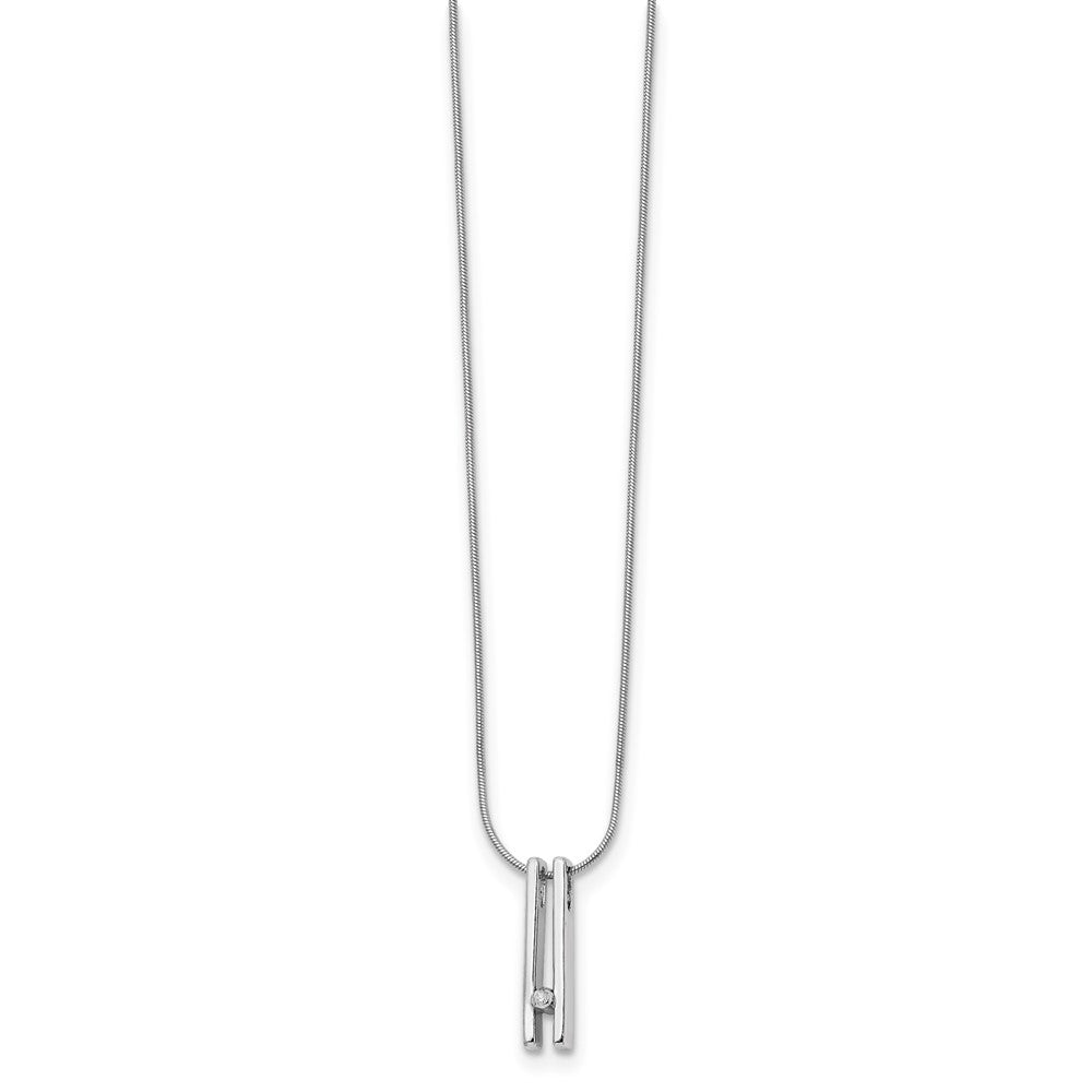 Sterling Silver RH Plated White Ice .02ct. Diamond Necklace