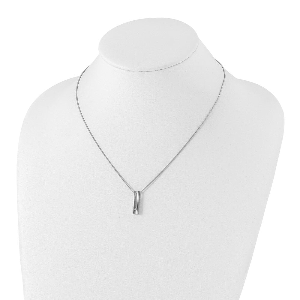 Sterling Silver RH Plated White Ice .02ct. Diamond Necklace
