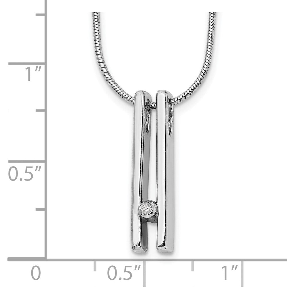 Sterling Silver RH Plated White Ice .02ct. Diamond Necklace