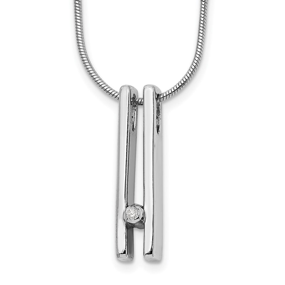 Sterling Silver RH Plated White Ice .02ct. Diamond Necklace
