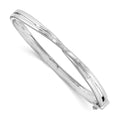Sterling Silver RH Plated White Ice .03ct. Dia. Crossover Bangle Bracelet