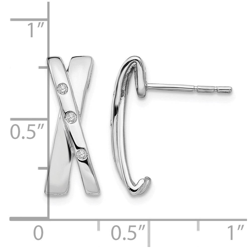Sterling Silver RH Plated White Ice .06ct. Diamond Drop Earrings