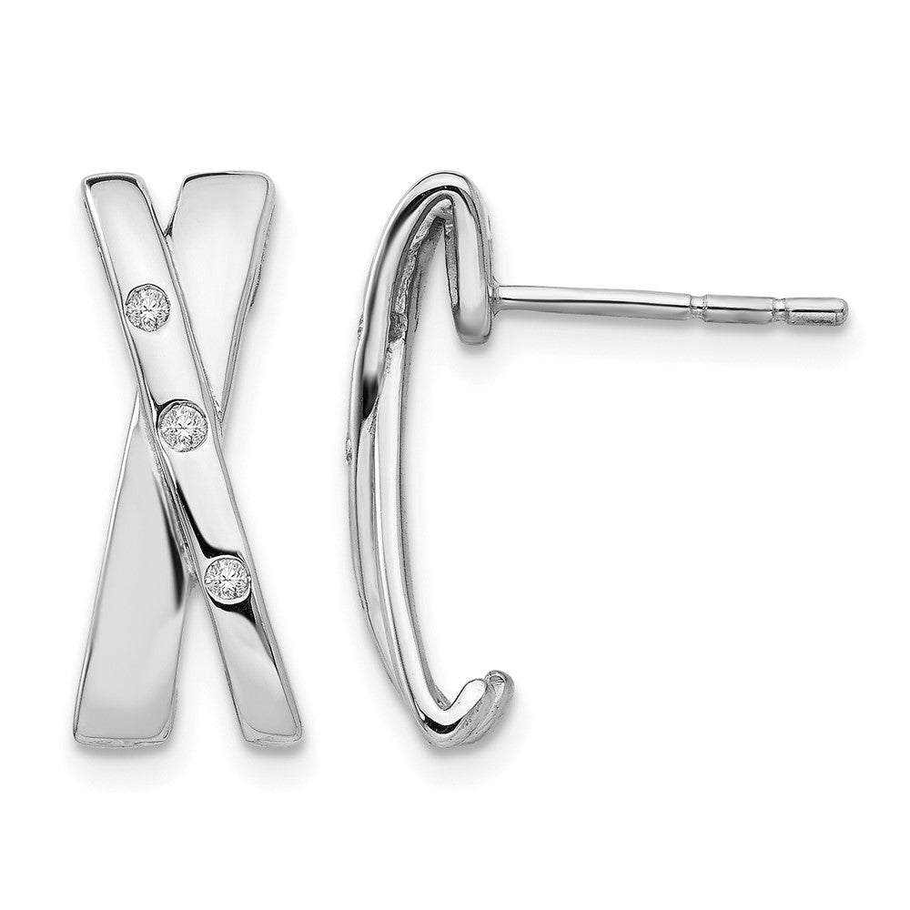 Sterling Silver RH Plated White Ice .06ct. Diamond Drop Earrings