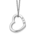 Sterling Silver RH Plated White Ice .03ct. Diamond Heart Necklace