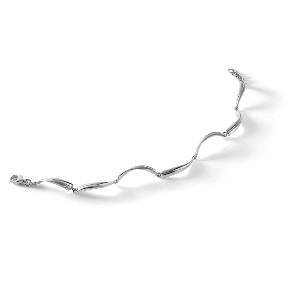 SS RH Plated White Ice Satin & Polished .04ct. Diamond Bracelet