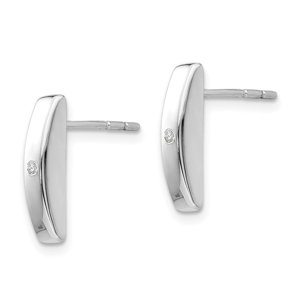 Sterling Silver RH Plated White Ice .02ct. Diamond Earrings