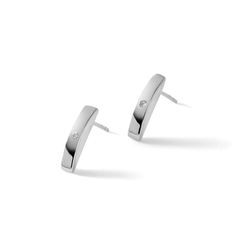 Sterling Silver RH Plated White Ice .02ct. Diamond Earrings