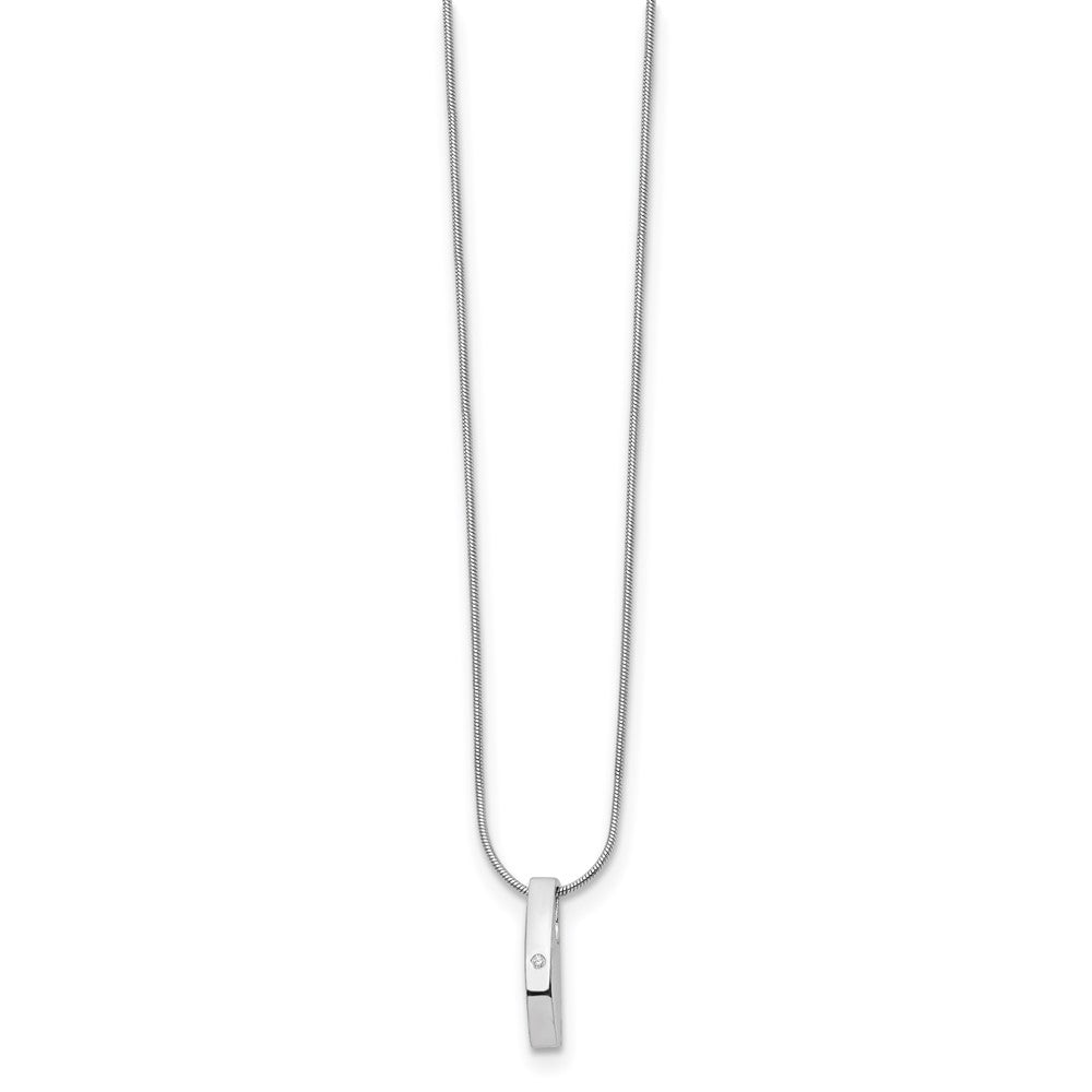 Sterling Silver RH Plated White Ice .01ct. Diamond Necklace