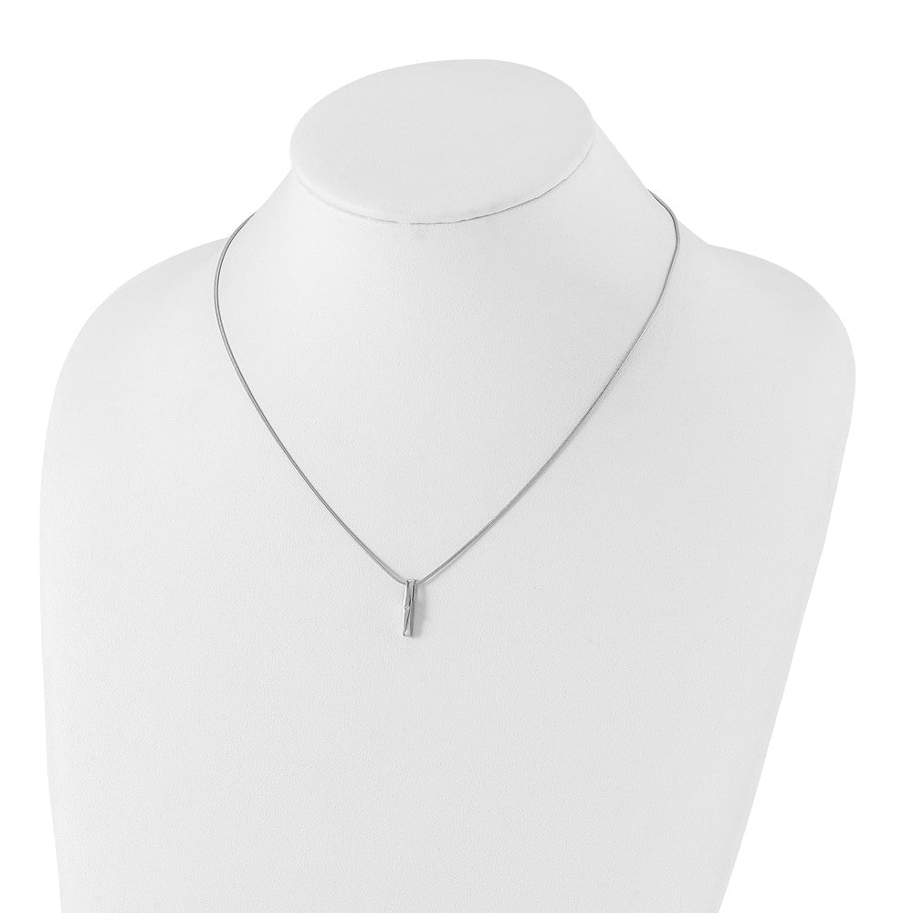 Sterling Silver RH Plated White Ice .01ct. Diamond Necklace