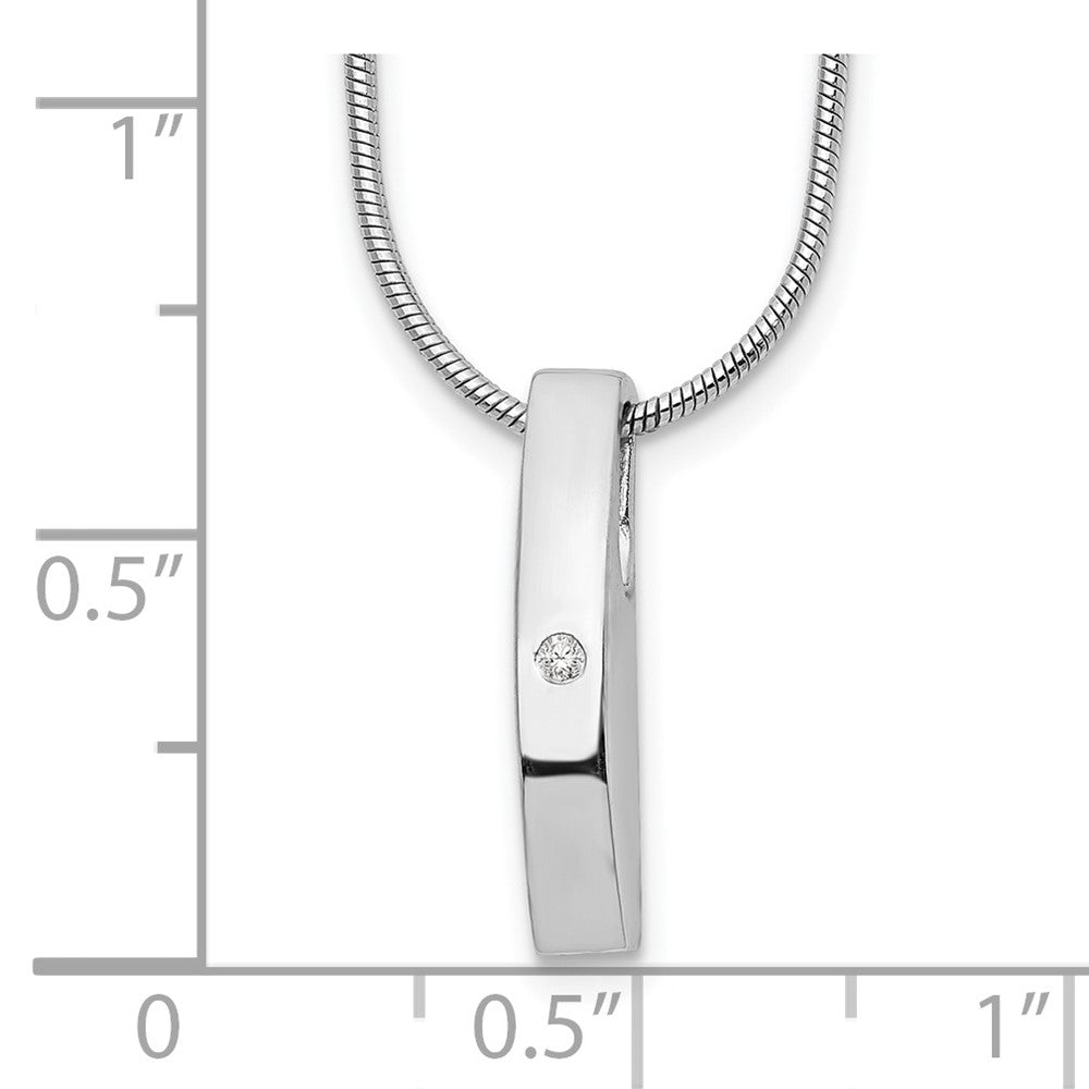Sterling Silver RH Plated White Ice .01ct. Diamond Necklace
