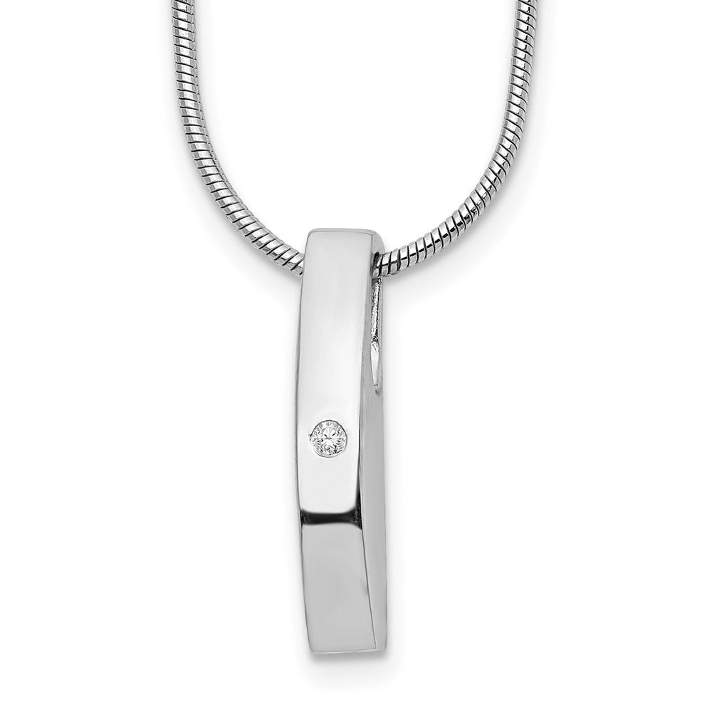 Sterling Silver RH Plated White Ice .01ct. Diamond Necklace