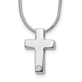 Sterling Silver RH Plated White Ice .01ct. Diamond Cross Necklace