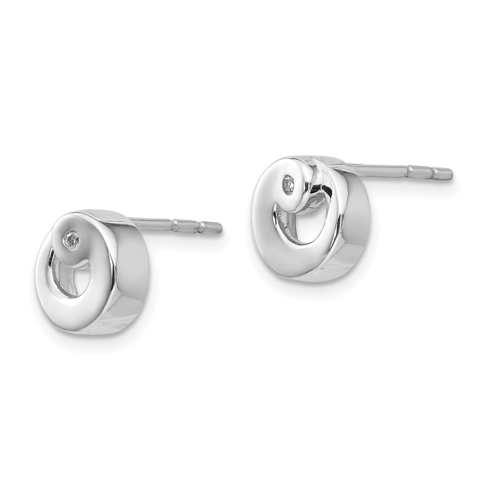 Sterling Silver RH Plated White Ice .02ct. Diamond Earrings