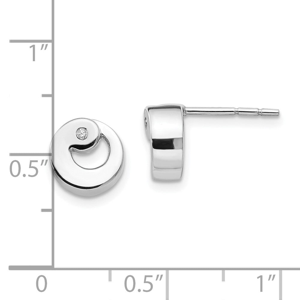 Sterling Silver RH Plated White Ice .02ct. Diamond Earrings