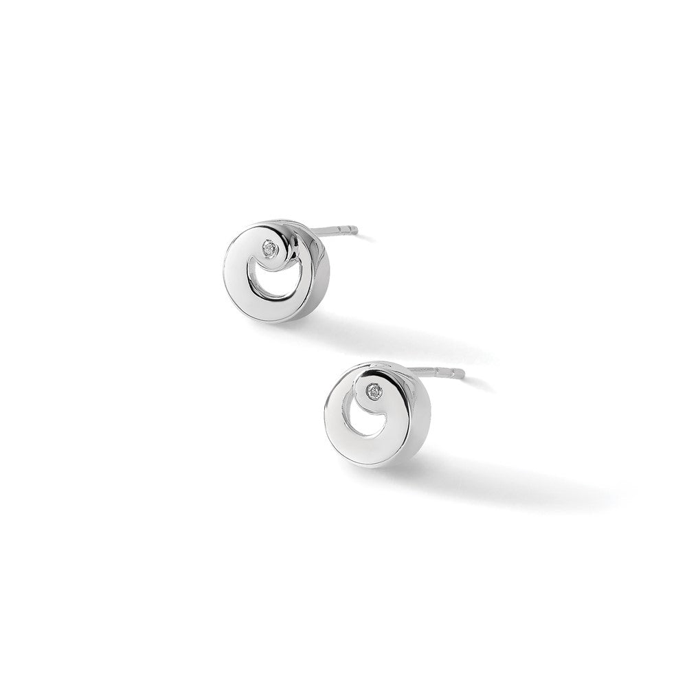 Sterling Silver RH Plated White Ice .02ct. Diamond Earrings